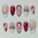 Bordeaux Flora press-on nails by Jess Nailbox