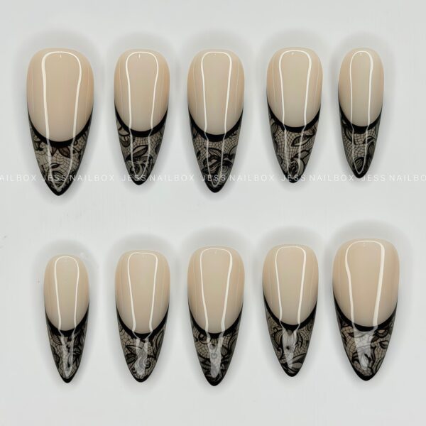 Noir Lace press-on nails by Jess Nailbox